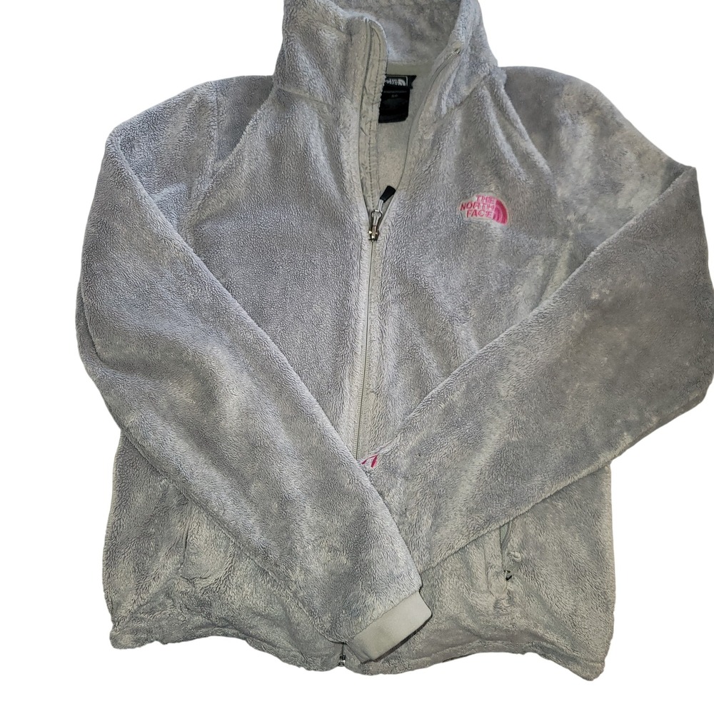 The North Face Osito 2 Fleece Jacket Gray Pink Ribbon Breast Cancer Women Small